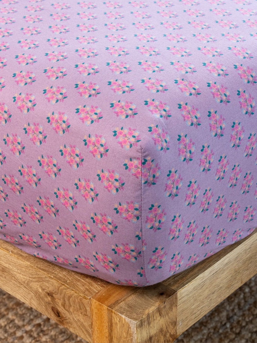 Natural Life 100% Cotton Fitted Sheet Twin / Twin XL Mauve Maia Floral Print